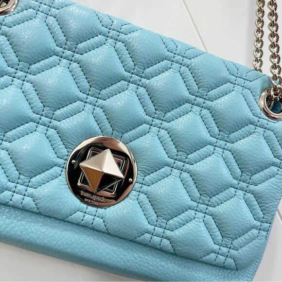 Kate Spade Light Blue Quilted Leather Astor Court Cynthia Shoulder Bag - Picture 2 of 10